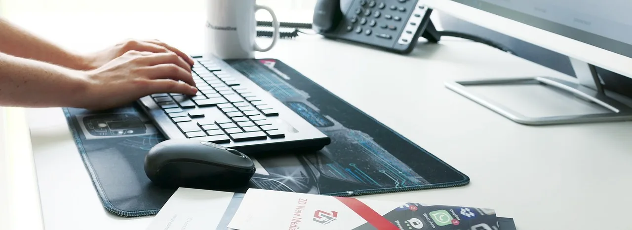 keyboard, office, cup, table, work, mouse, brochure, telephone, mousepad, fingers, typing, writing, brochure, brochure, brochure, mousepad, mousepad, mousepad, mousepad, mousepad. VoIP systems migration: audit what the old system does